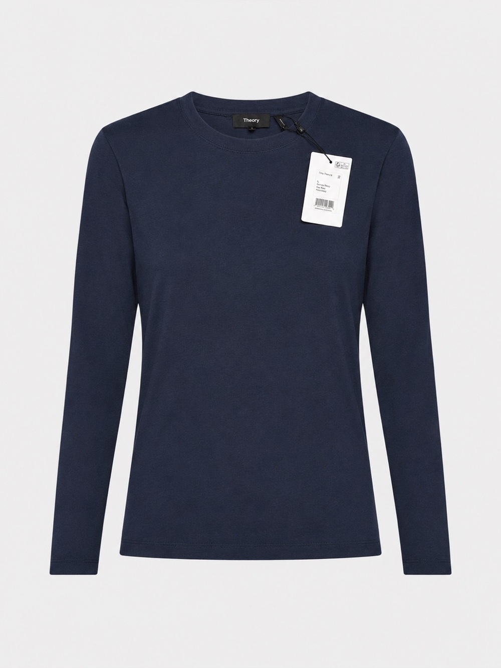 Theory Tiny Tee LS Sea Slub Spring Navy Long Sleeve Cotton Top Size L